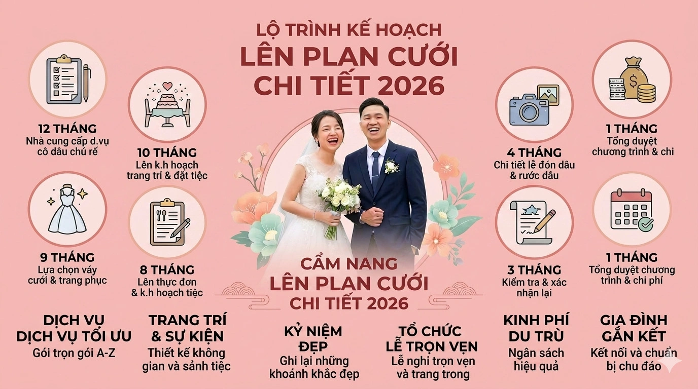 Cẩm Nang Lên Plan Cưới Chi Tiết 2026: “Vạn Sự Như Ý” Chỉ Với Một Lộ Trình Chuẩn